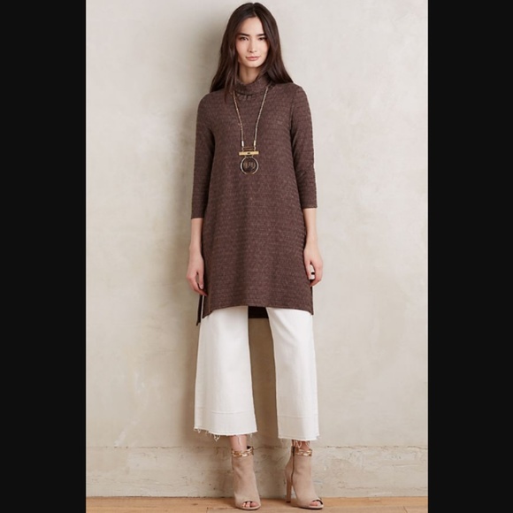 Anthropologie Tops - Puella Naeve Brown Turtleneck Rib Tunic Dress Top